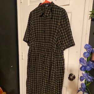 Disturbia Black and Tan A-Line Dress with Mandarin Collar